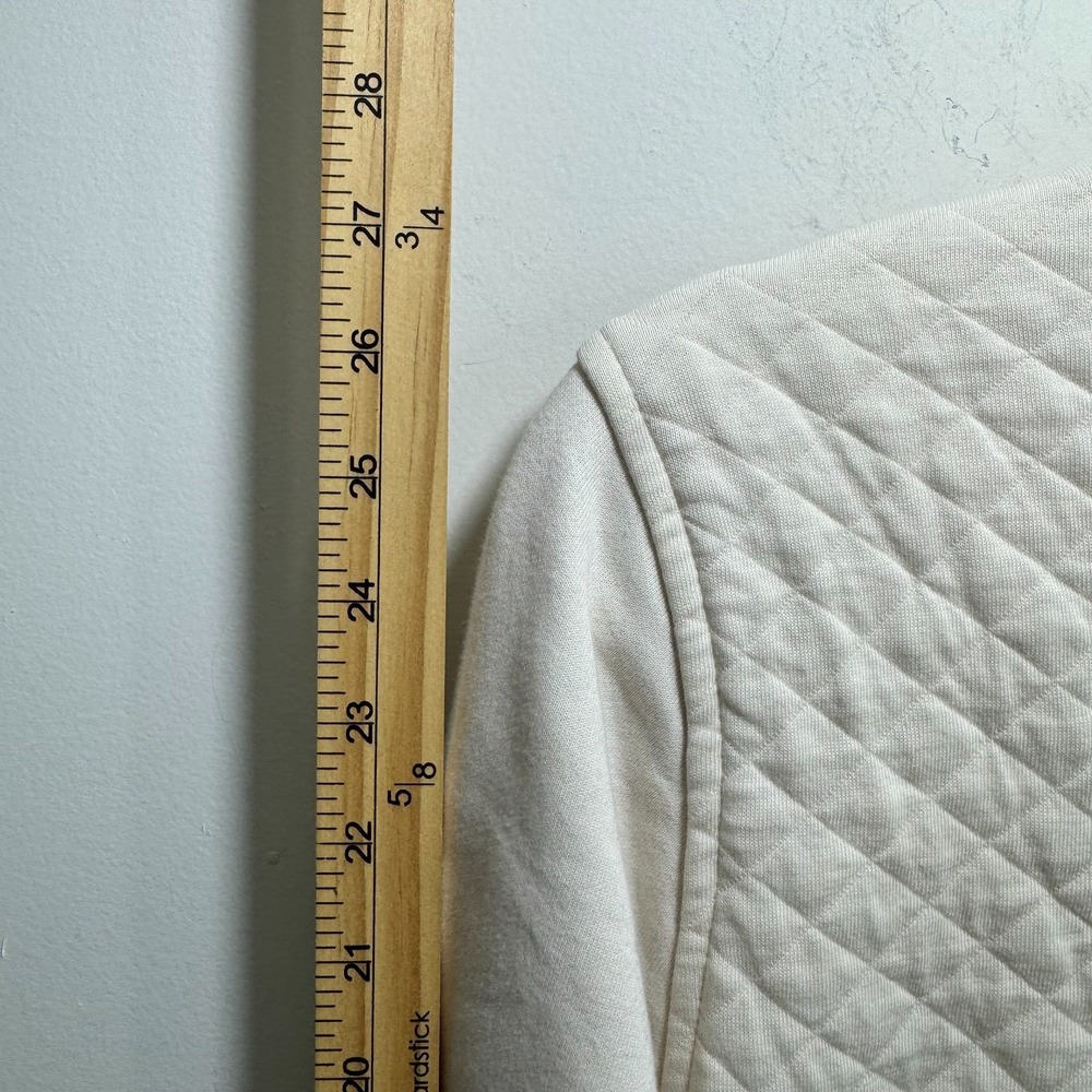 LL Bean Women Quilted Large Full-Zip Sweatshirt Classic Cream Soft - Picture 10 of 11